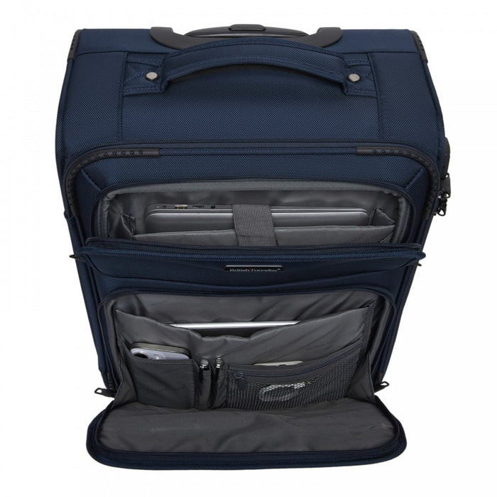 Soft Shell Suitcase with Front Laptop Compartment, TSA Lock – 20-Inch – Navy