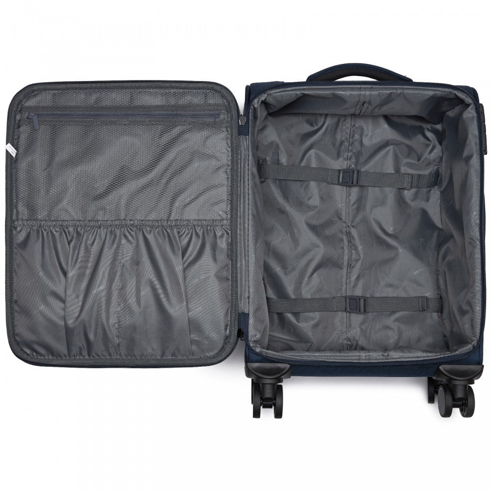 Soft Shell Suitcase with Front Laptop Compartment, TSA Lock – 20-Inch – Navy