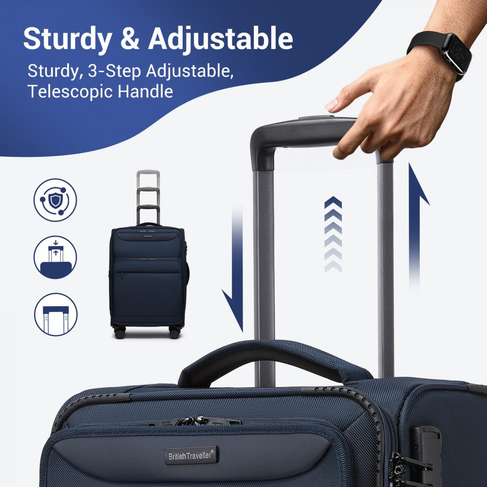 Soft Shell Suitcase with Front Laptop Compartment, TSA Lock – 20-Inch – Navy