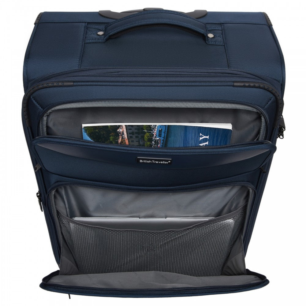 3-Piece Soft Shell Luggage Set with Laptop Compartment – 20/24/28-Inch – Navy