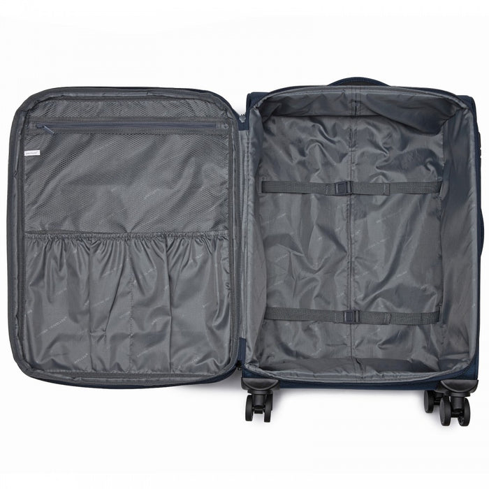 3-Piece Soft Shell Luggage Set with Laptop Compartment – 20/24/28-Inch – Navy
