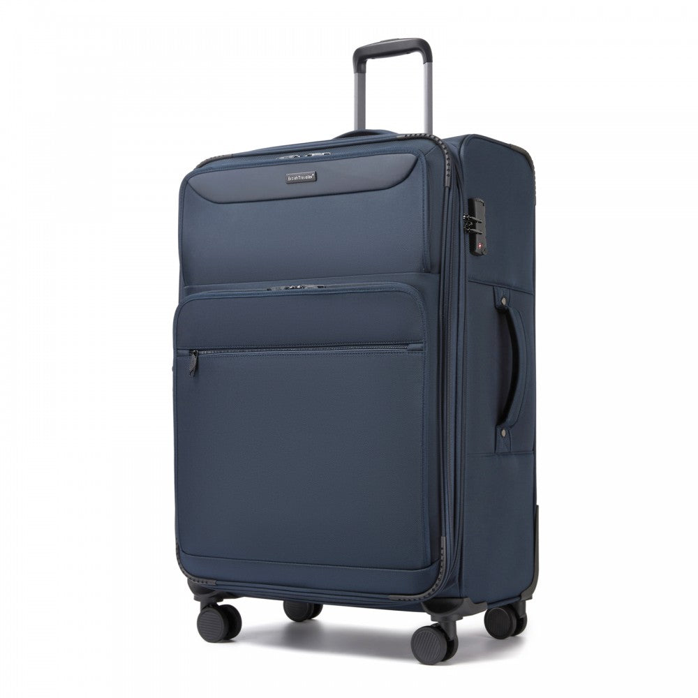 Large Expandable Soft Shell Suitcase with TSA Lock, Laptop Compartment – 28-Inch – Navy