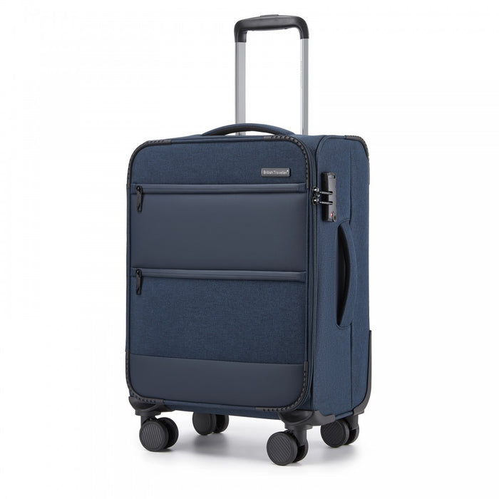 Tough Travel Soft Shell Suitcase with Silent TPE Spinners, TSA Security – 20-Inch – Navy