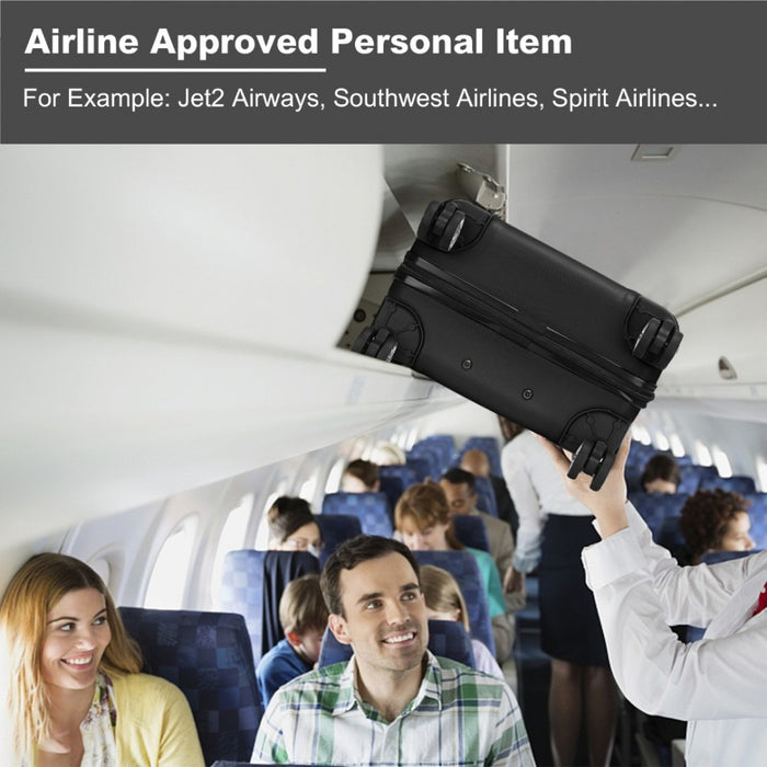 Horizontal Engraved ABS+PC Hard Shell Cabin Carry-On Suitcase with TSA Lock – 19-Inch – Black