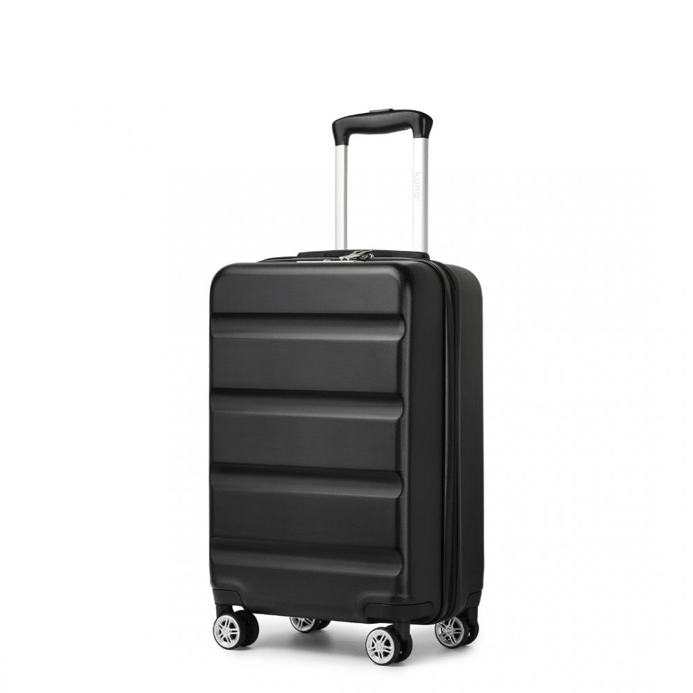 Horizontal Engraved ABS+PC Hard Shell Cabin Carry-On Suitcase with TSA Lock – 19-Inch – Black