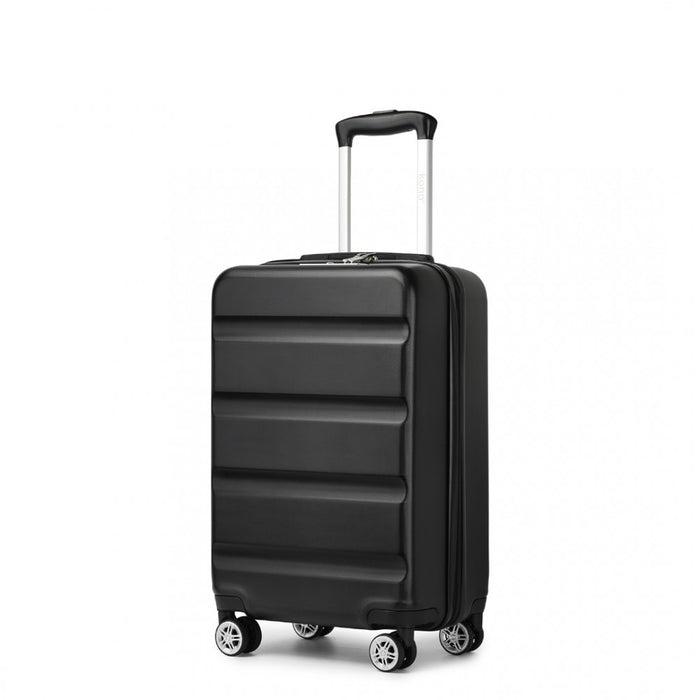 Horizontal Engraved ABS+PC Hard Shell Cabin Carry-On Suitcase with TSA Lock – 19-Inch – Black