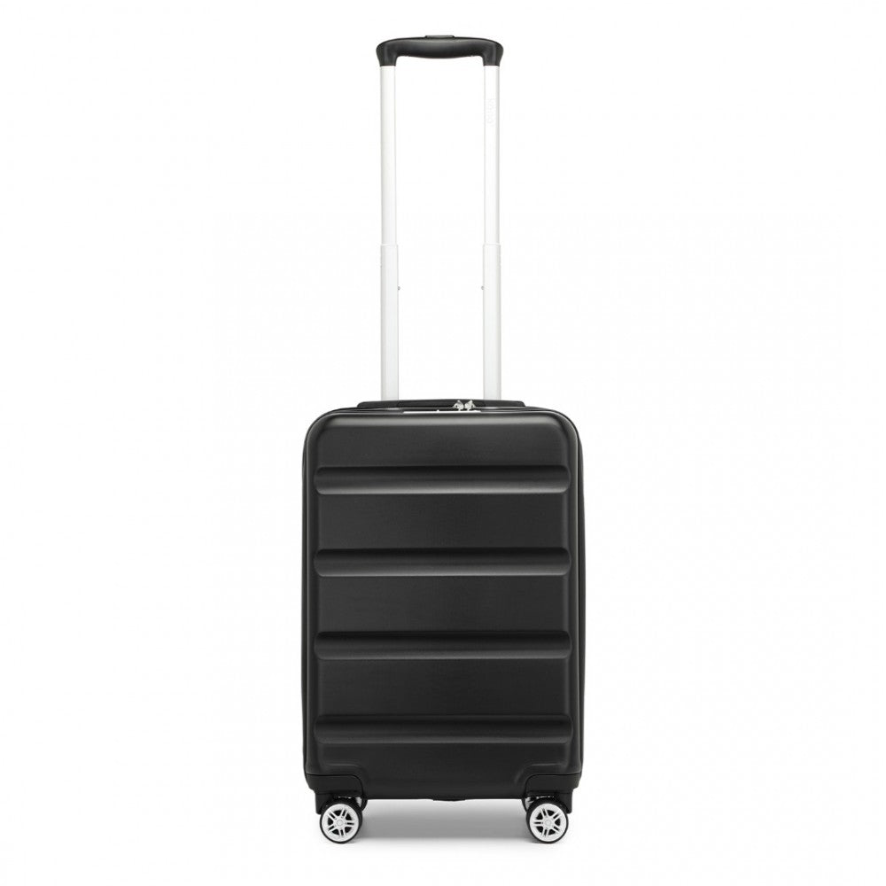 Horizontal Engraved ABS+PC Hard Shell Cabin Carry-On Suitcase with TSA Lock – 19-Inch – Black