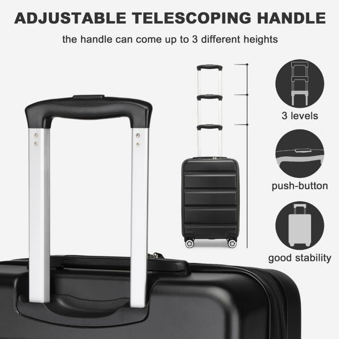 Horizontal Engraved ABS+PC Hard Shell Cabin Carry-On Suitcase with TSA Lock – 19-Inch – Black