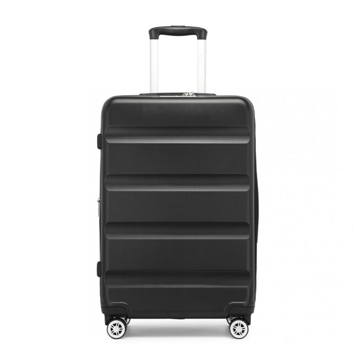 Expandable Horizontal Engraved ABS+PC Hard Shell Check-In Suitcase with TSA Lock – 24-Inch – Black