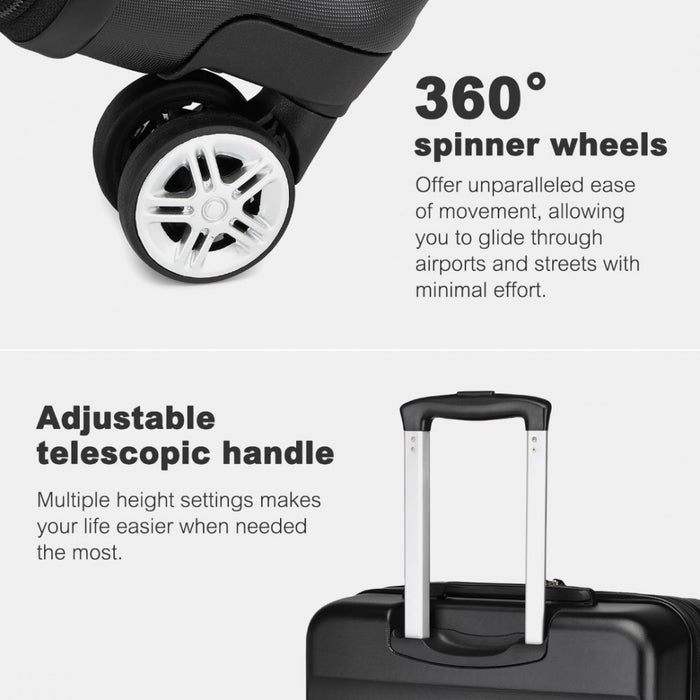 Expandable Horizontal Engraved ABS+PC Hard Shell Check-In Suitcase with TSA Lock – 24-Inch – Black