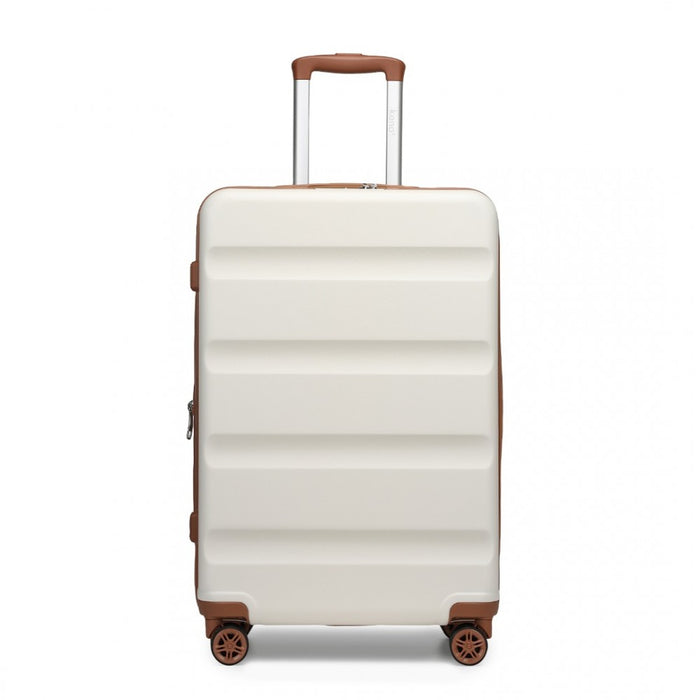 Expandable Horizontal Engraved ABS+PC Hard Shell Check-In Suitcase with TSA Lock – 24-Inch – Cream