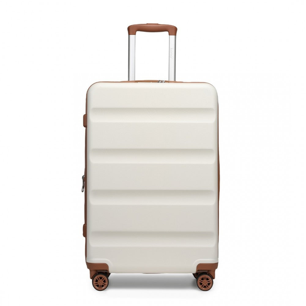 Expandable Horizontal Engraved ABS+PC Hard Shell Check-In Suitcase with TSA Lock – 28-Inch – Cream
