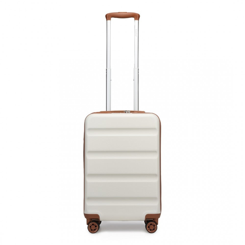 Horizontal Engraved ABS+PC Hard Shell Cabin Carry-On Suitcase with TSA Lock – 19-Inch – Cream