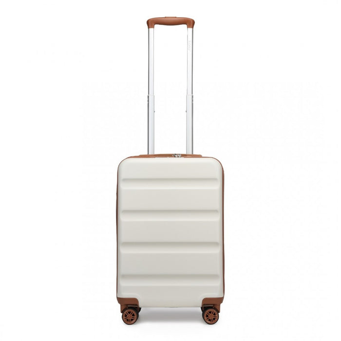 Horizontal Engraved ABS+PC Hard Shell Cabin Carry-On Suitcase with TSA Lock – 19-Inch – Cream