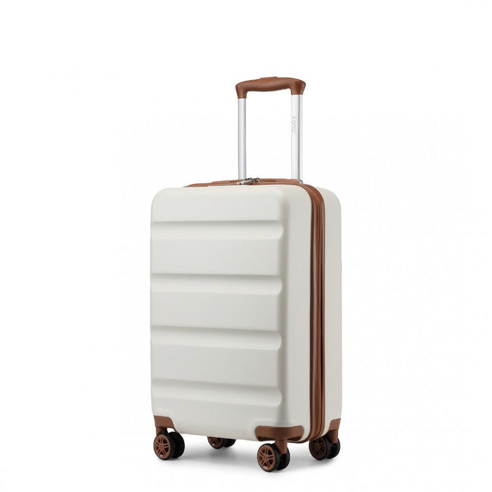 Horizontal Engraved ABS+PC Hard Shell Cabin Carry-On Suitcase with TSA Lock – 19-Inch – Cream