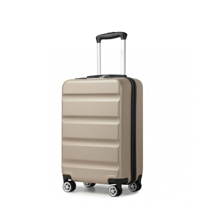 Horizontal Engraved ABS+PC Hard Shell Cabin Carry-On Suitcase with TSA Lock – 19-Inch – Gold