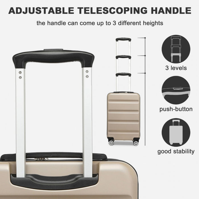 Horizontal Engraved ABS+PC Hard Shell Cabin Carry-On Suitcase with TSA Lock – 19-Inch – Gold