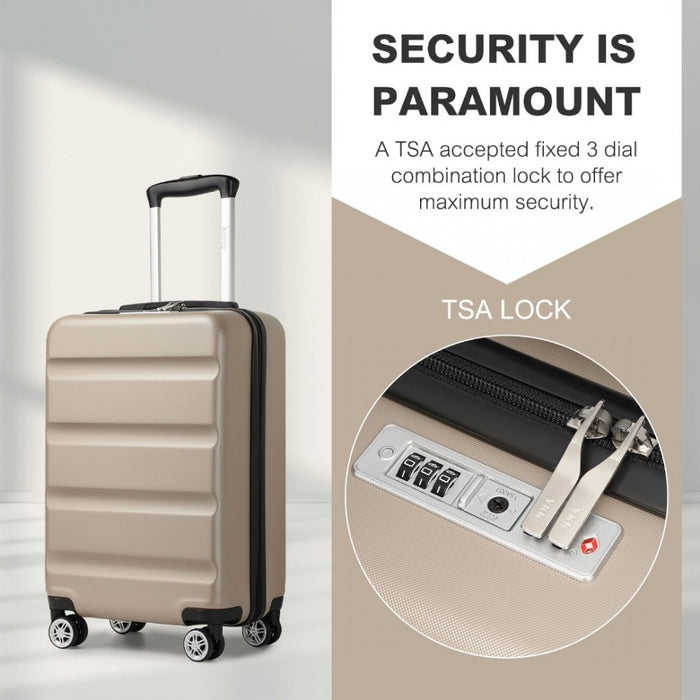 Horizontal Engraved ABS+PC Hard Shell Cabin Carry-On Suitcase with TSA Lock – 19-Inch – Gold