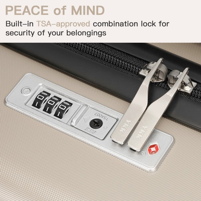 Expandable Horizontal Engraved ABS+PC Hard Shell Check-In Suitcase with TSA Lock – 28-Inch – Gold