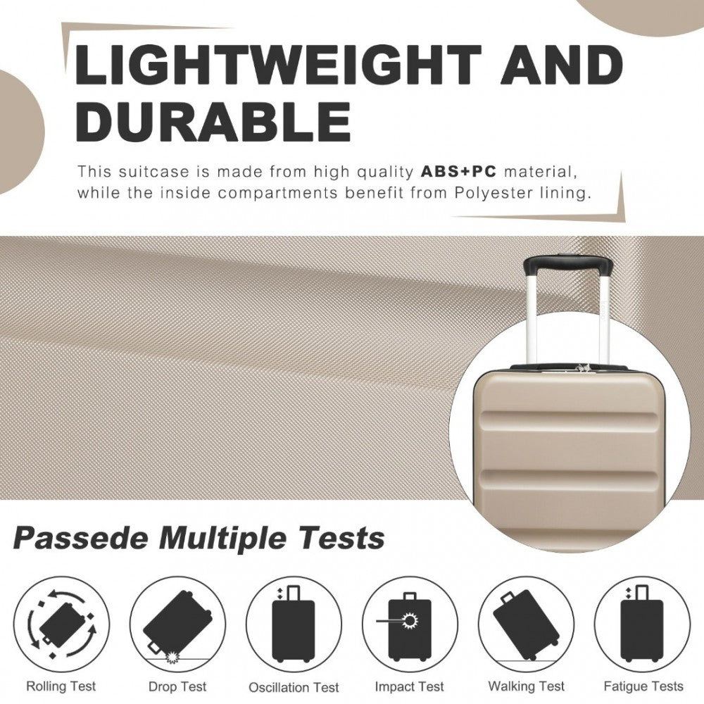 3-Piece Horizontal Engraved ABS+PC Hard Shell Suitcase Set with TSA Lock – Gold