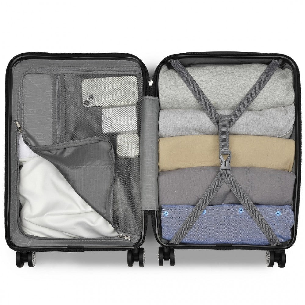 Expandable Horizontal Engraved ABS+PC Hard Shell Check-In Suitcase with TSA Lock – 28-Inch – Grey