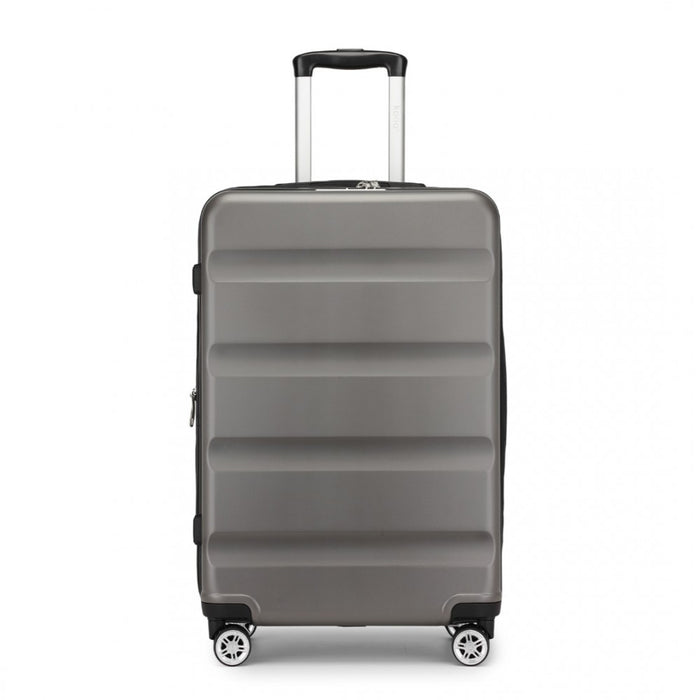 Expandable Horizontal Engraved ABS+PC Hard Shell Check-In Suitcase with TSA Lock – 24-Inch – Grey