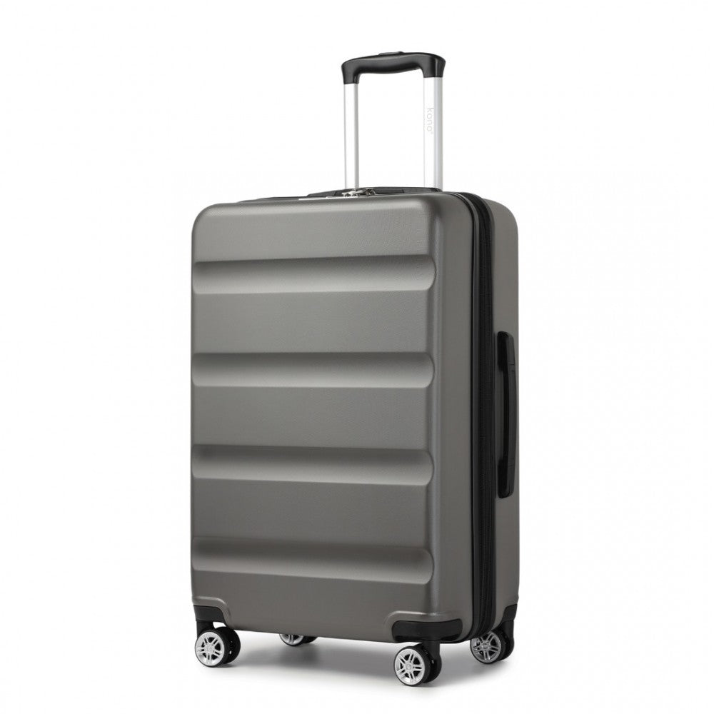 Expandable Horizontal Engraved ABS+PC Hard Shell Check-In Suitcase with TSA Lock – 28-Inch – Grey