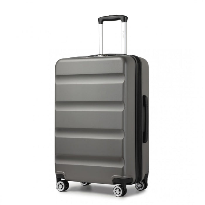 Expandable Horizontal Engraved ABS+PC Hard Shell Check-In Suitcase with TSA Lock – 24-Inch – Grey