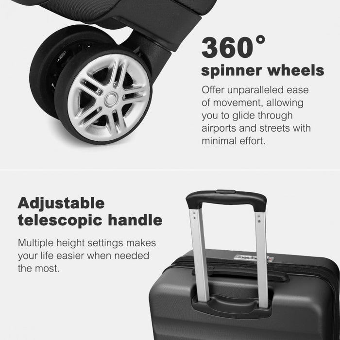 Expandable Horizontal Engraved ABS+PC Hard Shell Check-In Suitcase with TSA Lock – 24-Inch – Grey