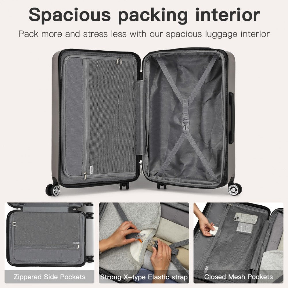 Expandable Horizontal Engraved ABS+PC Hard Shell Check-In Suitcase with TSA Lock – 28-Inch – Grey