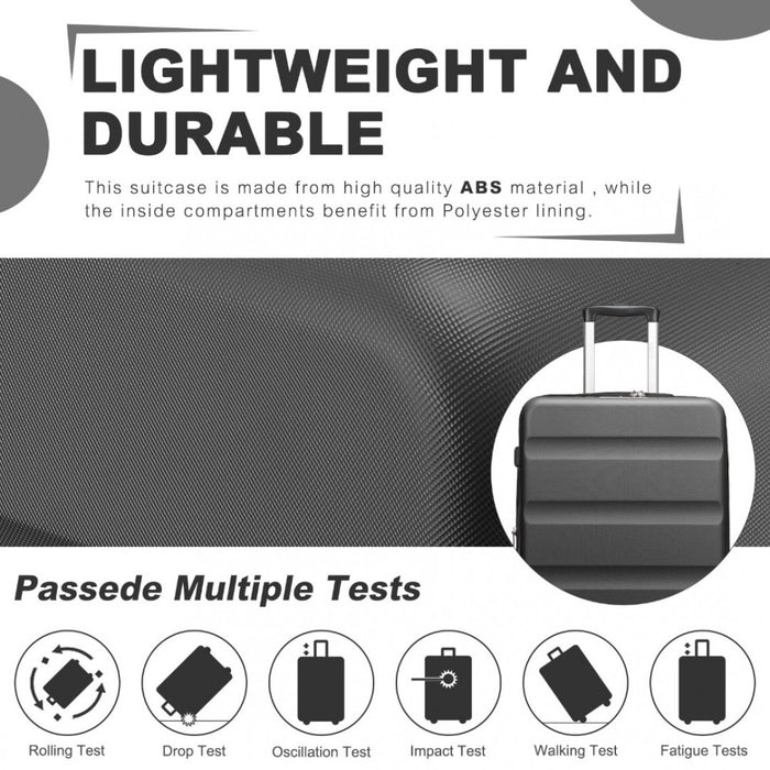 3-Piece Horizontal Engraved ABS+PC Hard Shell Suitcase Set with TSA Lock – Grey