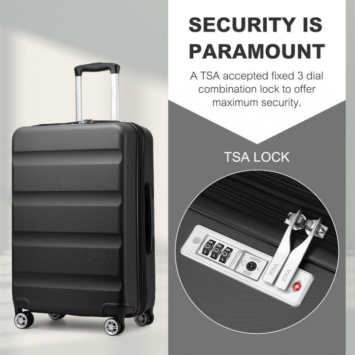 3-Piece Horizontal Engraved ABS+PC Hard Shell Suitcase Set with TSA Lock – Grey