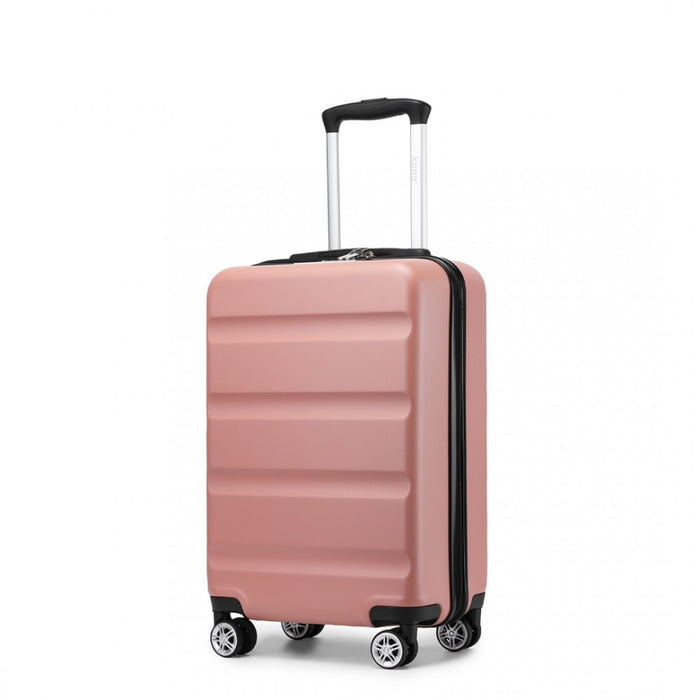 Horizontal Engraved ABS+PC Hard Shell Cabin Carry-On Suitcase with TSA Lock – 19-Inch – Nude