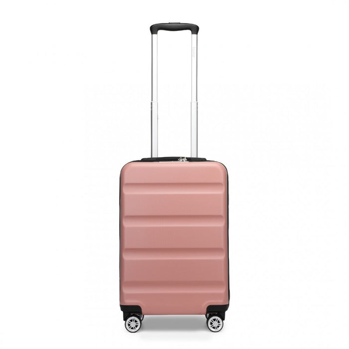 Horizontal Engraved ABS+PC Hard Shell Cabin Carry-On Suitcase with TSA Lock – 19-Inch – Nude