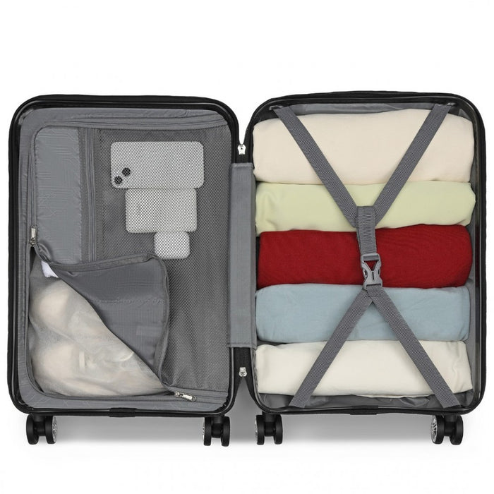 Horizontal Engraved ABS+PC Hard Shell Cabin Carry-On Suitcase with TSA Lock – 19-Inch – Nude
