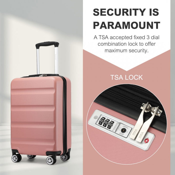 Horizontal Engraved ABS+PC Hard Shell Cabin Carry-On Suitcase with TSA Lock – 19-Inch – Nude