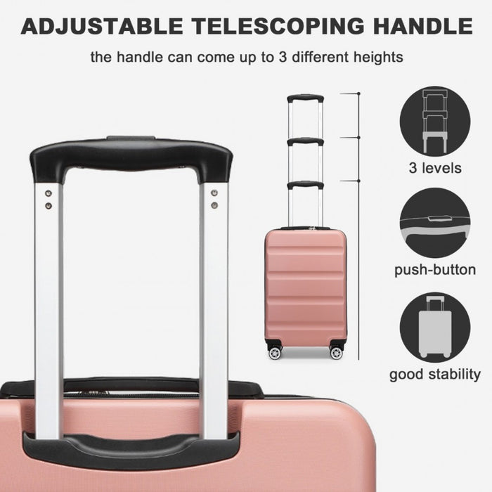 Horizontal Engraved ABS+PC Hard Shell Cabin Carry-On Suitcase with TSA Lock – 19-Inch – Nude