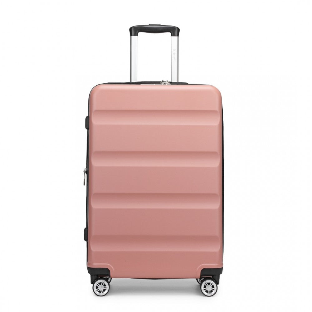 Expandable Horizontal Engraved ABS+PC Hard Shell Check-In Suitcase with TSA Lock – 24-Inch – Nude