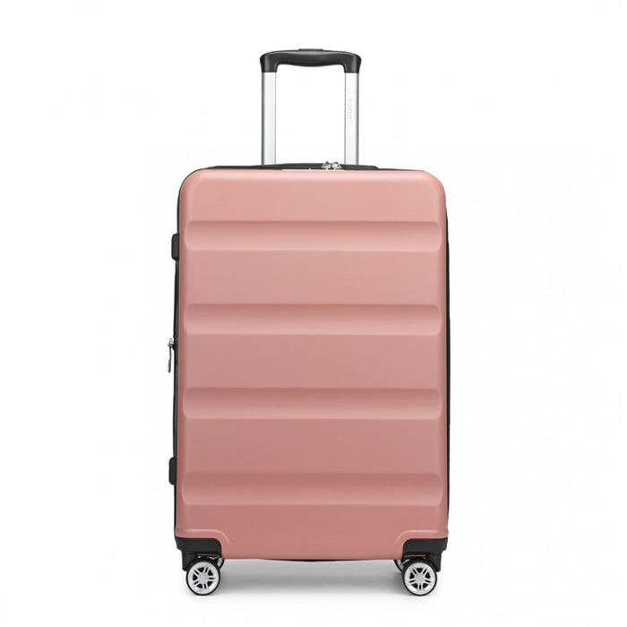 Expandable Horizontal Engraved ABS+PC Hard Shell Check-In Suitcase with TSA Lock – 24-Inch – Nude