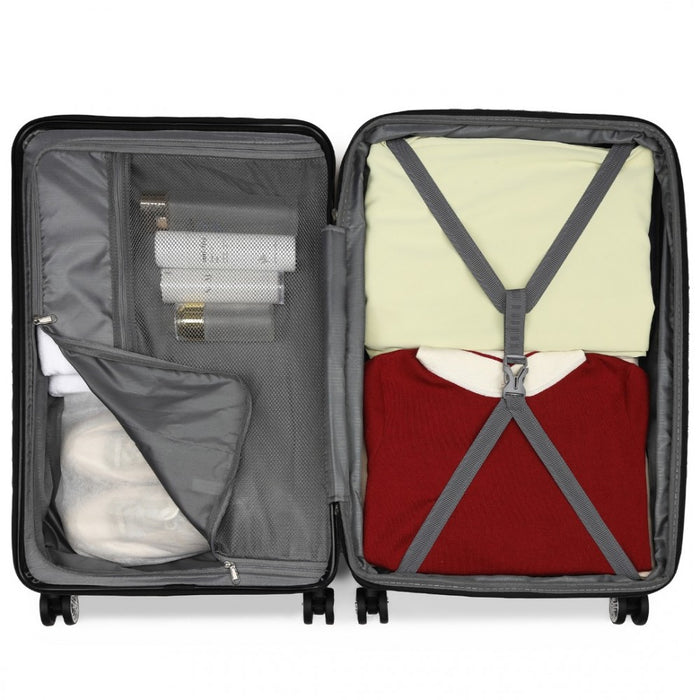 Expandable Horizontal Engraved ABS+PC Hard Shell Check-In Suitcase with TSA Lock – 28-Inch – Nude
