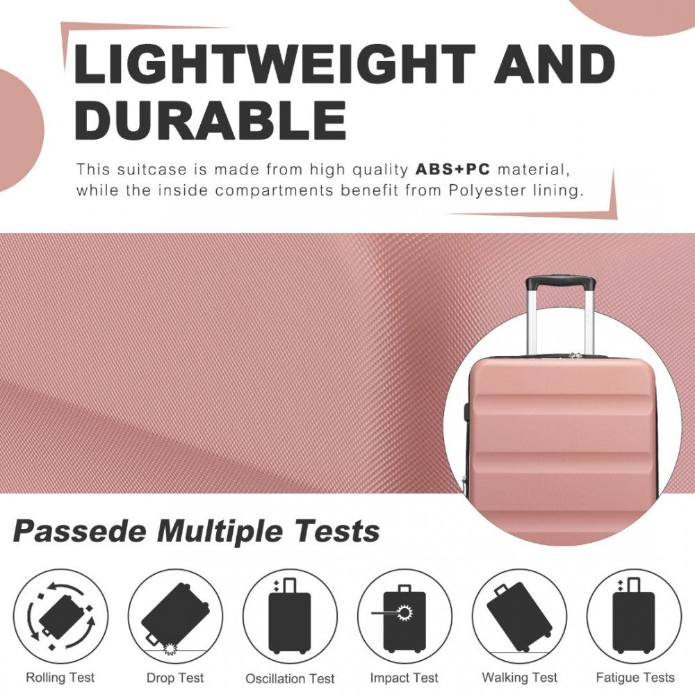 Expandable Horizontal Engraved ABS+PC Hard Shell Check-In Suitcase with TSA Lock – 24-Inch – Nude