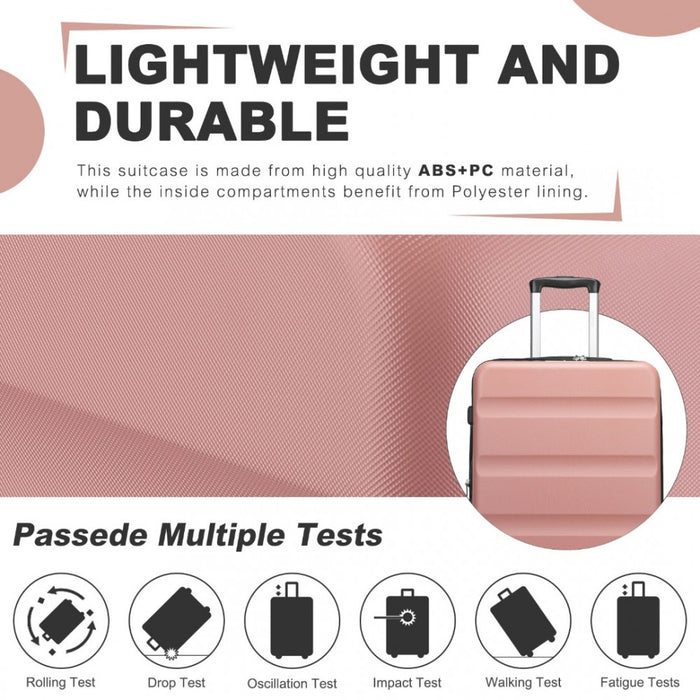 Expandable Horizontal Engraved ABS+PC Hard Shell Check-In Suitcase with TSA Lock – 28-Inch – Nude