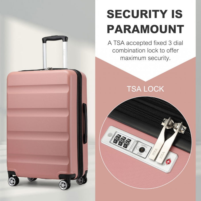 Expandable Horizontal Engraved ABS+PC Hard Shell Check-In Suitcase with TSA Lock – 24-Inch – Nude