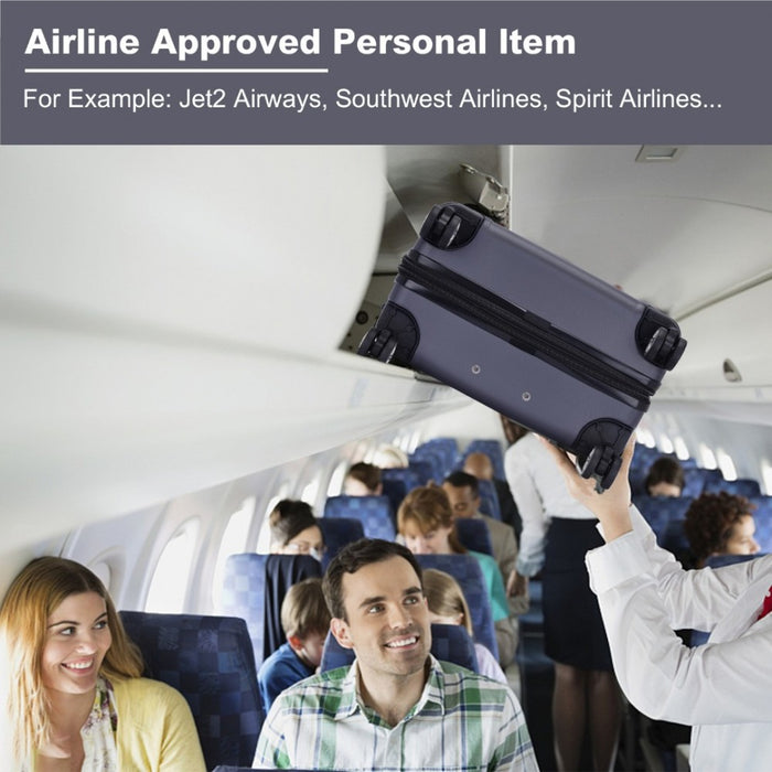 Horizontal Engraved ABS+PC Hard Shell Cabin Carry-On Suitcase with TSA Lock – 19-Inch – Navy
