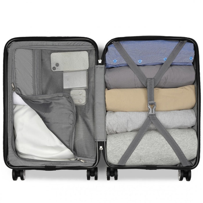 Horizontal Engraved ABS+PC Hard Shell Cabin Carry-On Suitcase with TSA Lock – 19-Inch – Navy