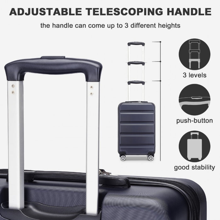 Horizontal Engraved ABS+PC Hard Shell Cabin Carry-On Suitcase with TSA Lock – 19-Inch – Navy