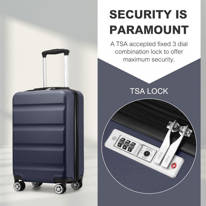 Horizontal Engraved ABS+PC Hard Shell Cabin Carry-On Suitcase with TSA Lock – 19-Inch – Navy