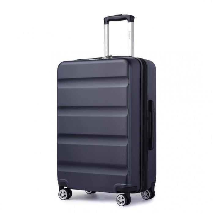 Expandable Horizontal Engraved ABS+PC Hard Shell Check-In Suitcase with TSA Lock – 24-Inch – Navy