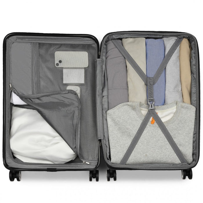 Expandable Horizontal Engraved ABS+PC Hard Shell Check-In Suitcase with TSA Lock – 24-Inch – Navy
