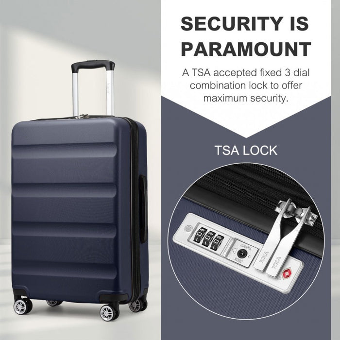 Expandable Horizontal Engraved ABS+PC Hard Shell Check-In Suitcase with TSA Lock – 24-Inch – Navy